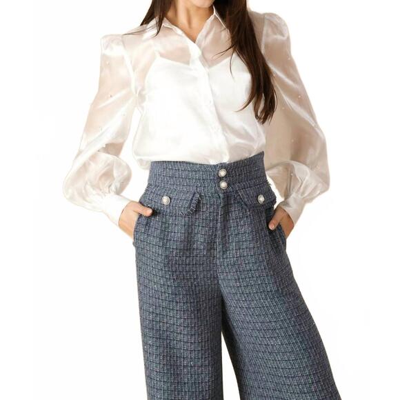 FLYING TOMATO Tops - NEW FLYING TOMATO the lumière organza top in white